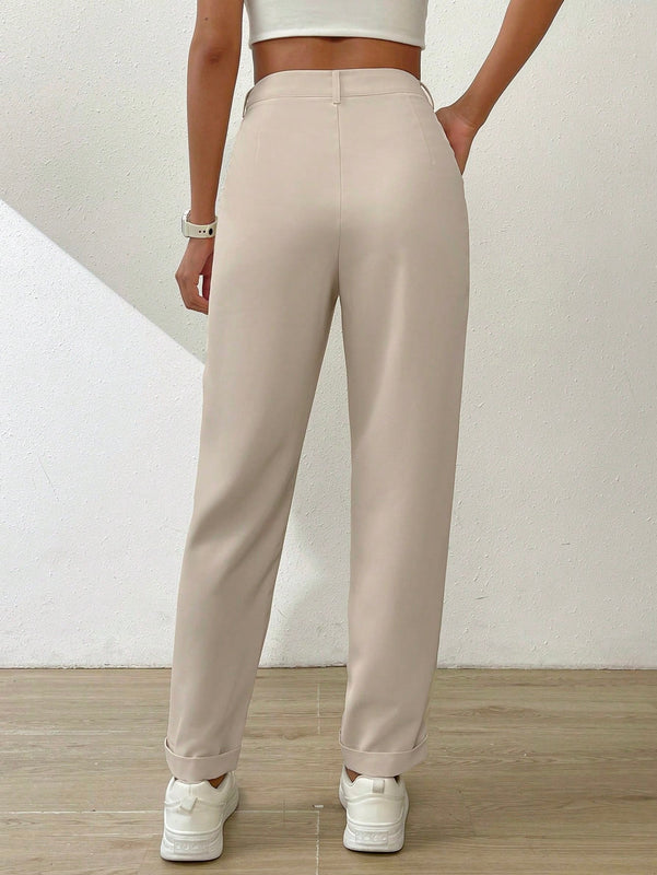 Essnce pantalones largos casuales y conicos de unicolor para ir al trabajo