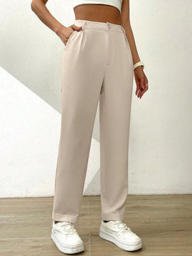 Essnce pantalones largos casuales y conicos de unicolor para ir al trabajo