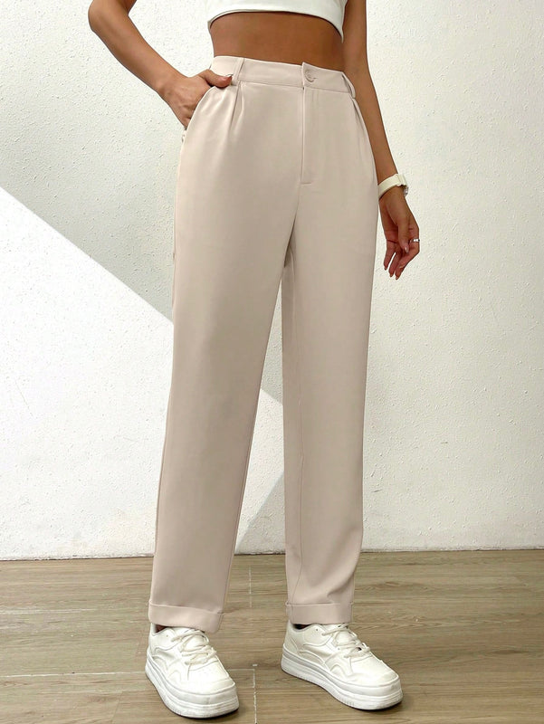 Essnce pantalones largos casuales y conicos de unicolor para ir al trabajo