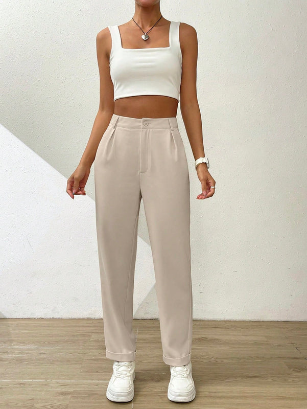 Essnce pantalones largos casuales y conicos de unicolor para ir al trabajo