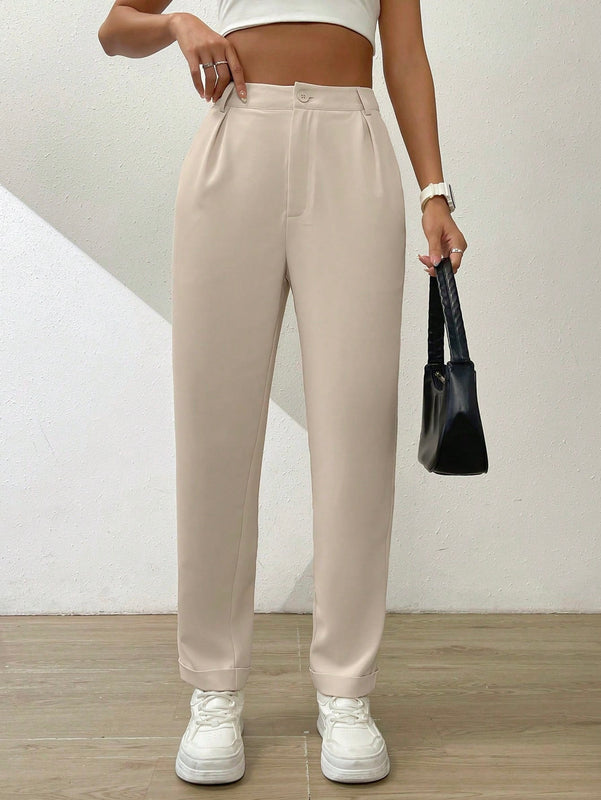 Essnce pantalones largos casuales y conicos de unicolor para ir al trabajo