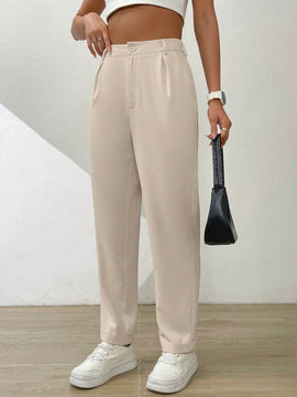 Essnce pantalones largos casuales y conicos de unicolor para ir al trabajo