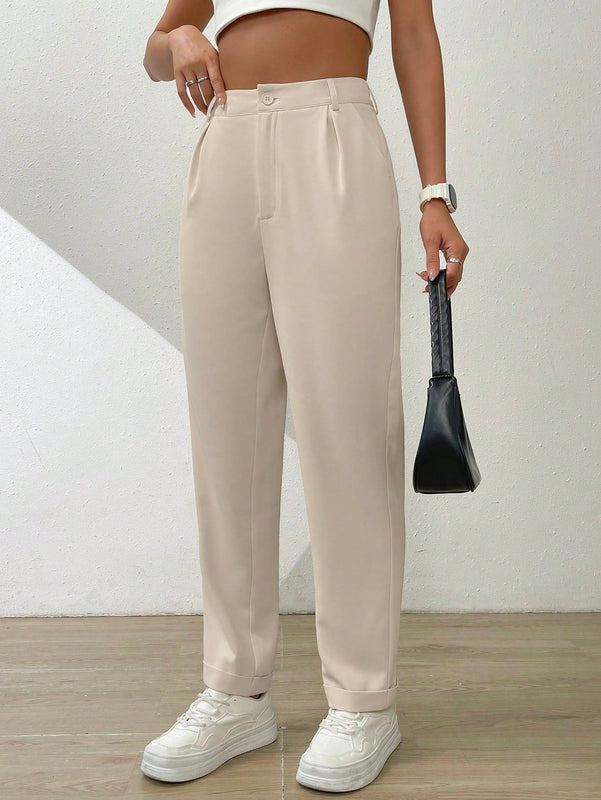 Essnce pantalones largos casuales y conicos de unicolor para ir al trabajo