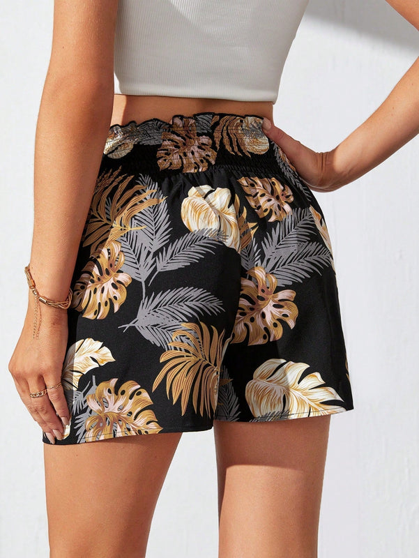 Tall Shorts con estampado tropical de cintura elastica
