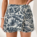 VCAY Skort con estampado de hoja con nudo lateral cruzado