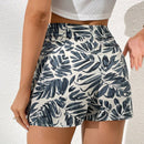 VCAY Skort con estampado de hoja con nudo lateral cruzado
