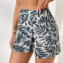 VCAY Skort con estampado de hoja con nudo lateral cruzado