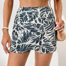 VCAY Skort con estampado de hoja con nudo lateral cruzado