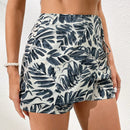 VCAY Skort con estampado de hoja con nudo lateral cruzado