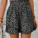 LUNE Shorts floral de cintura con volante bajo con fruncido