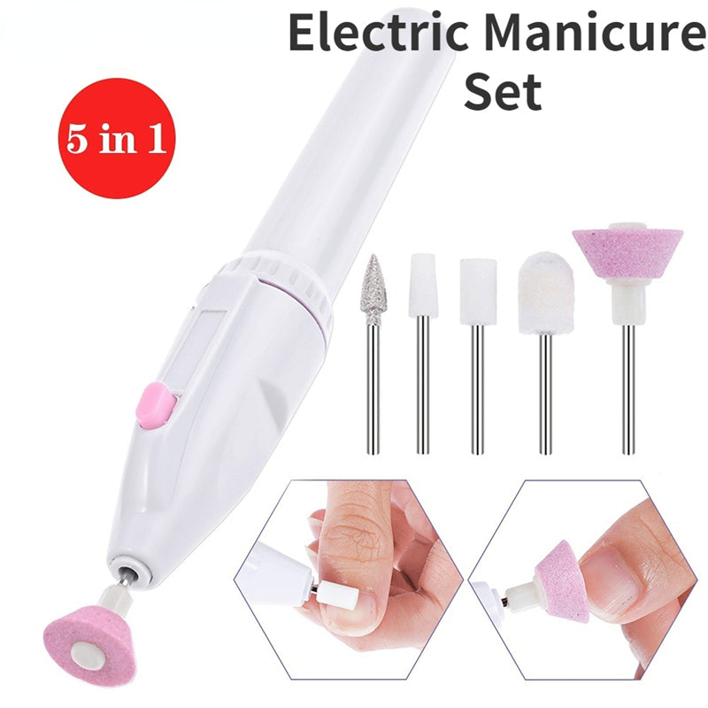 Kit Profesional para Salón de Uñas | Amoladora Eléctrica 5 en 1 con Cabezales y Polidores para Manicura y Pedicura