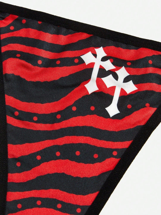 ROMWE Grunge Punk Set de lenceria cruzado & estampado de esqueleto