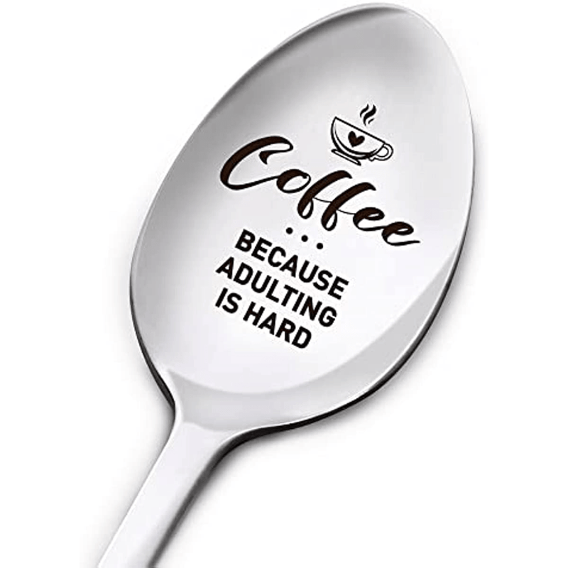 1pc, Cuchara Divertida Para Amantes Del Café, Regalos Para Mujeres Hombres, Regalos De Cumpleaños De Acción De Gracias Navidad Para Amantes Del Café Hija Hijo Mamá Papá Abuela Abuelo, Cuchara De Café De Acero Inoxidable Grabada