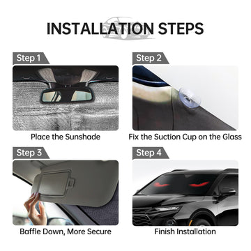 Parasol para Coche con Ojos Rojos, Bloquea los Rayos UV en el Parabrisas - Protector Plegable de Sol con 4 Ventosas Gratis Mantiene Fresco la Playa y Paisajes Costeros