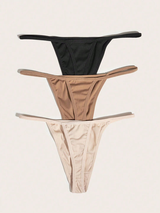 3 piezas Tanga unicolor