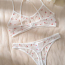 Eraneu Set de lenceria con estampado de fresa de malla