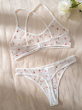 Set de lenceria con estampado de fresa de malla