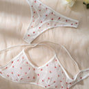 Eraneu Set de lenceria con estampado de fresa de malla