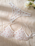 Eraneu Set de lenceria con estampado de fresa de malla