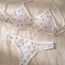 Eraneu Set de lenceria con estampado de fresa de malla