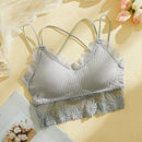Bralette De Encaje Floral Entrecruzado De Costilla - Lenceria