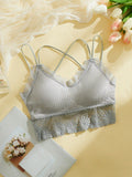 Bralette De Encaje Floral Entrecruzado De Costilla - Lenceria