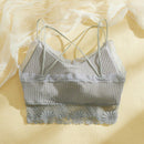 Bralette De Encaje Floral Entrecruzado De Costilla - Lenceria