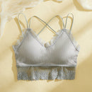 Bralette De Encaje Floral Entrecruzado De Costilla - Lenceria