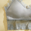 Bralette De Encaje Floral Entrecruzado De Costilla - Lenceria