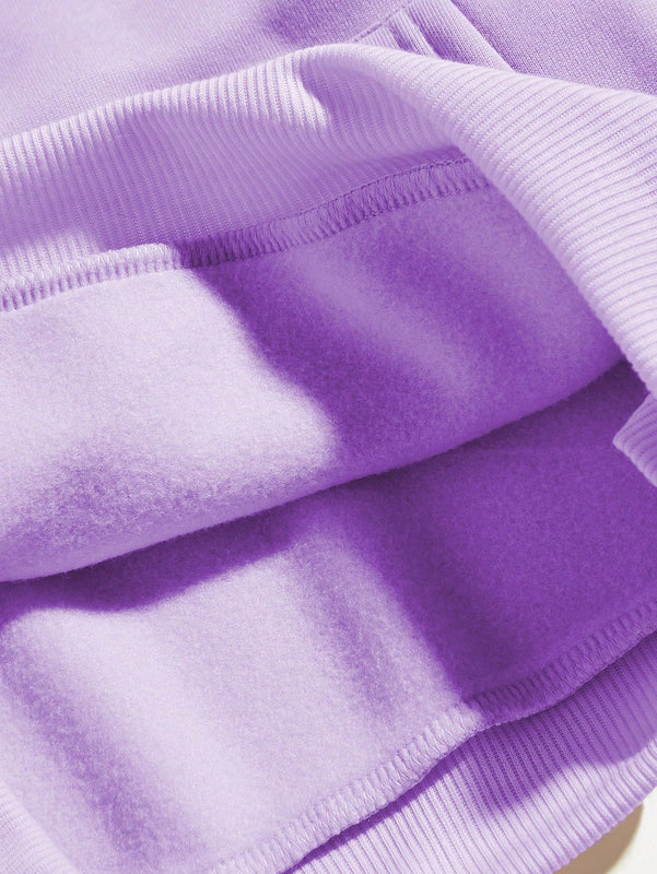 Ezwear capucha con estampado de slogan con bolsillo de canguro con cordon con forro termico