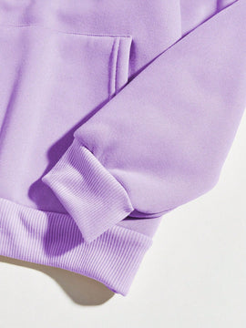 Ezwear capucha con estampado de slogan con bolsillo de canguro con cordon con forro termico