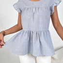 Prive Blusa peplum con estampado de rayas ribete con fruncido