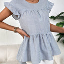 Prive Blusa peplum con estampado de rayas ribete con fruncido