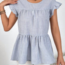 Prive Blusa peplum con estampado de rayas ribete con fruncido