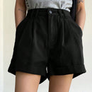 Dazy-Less Pantalones Cortos De De Jean Con Dobladillo Enrollado De Cintura Alta