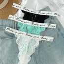 3 Piezas Tanga De Encaje Floral Con Cinta De Letra