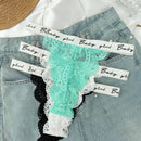 3 Piezas Tanga De Encaje Floral Con Cinta De Letra