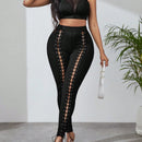 SXY Pantalones ajustados con cordon delantero con ojal con cordon delantero