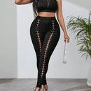 SXY Pantalones ajustados con cordon delantero con ojal con cordon delantero