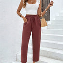Pantalones de cintura con volante unicolor