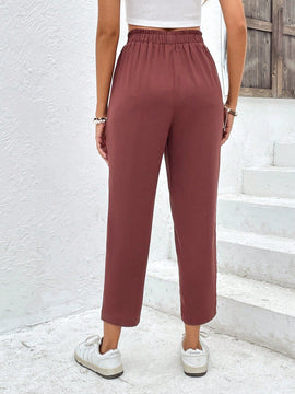 Pantalones de cintura con volante unicolor