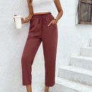 Pantalones de cintura con volante unicolor