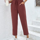 Pantalones de cintura con volante unicolor