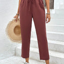 Pantalones de cintura con volante unicolor