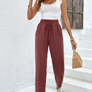Pantalones de cintura con volante unicolor