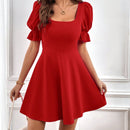Prive Vestido linea A de cuello cuadrado de manga farol