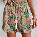 LUNE Shorts con estampado de paisley con fleco con cordon delantero