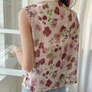DAZY Blusa Sin Mangas De Cuello Drapeado Con Estampado Floral