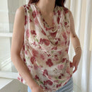 DAZY Blusa Sin Mangas De Cuello Drapeado Con Estampado Floral