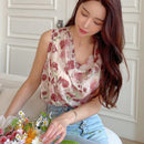 DAZY Blusa Sin Mangas De Cuello Drapeado Con Estampado Floral